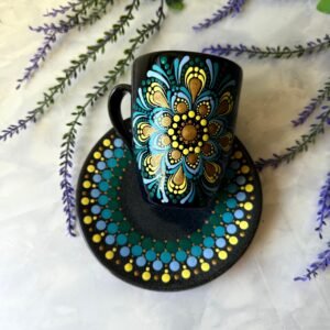 JUEGO DE TAZA MANDALA PINTADO A MANO