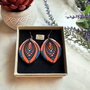 PENDIENTES MANDALA GRANDE CORAL Y AZUL