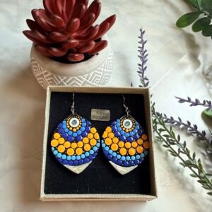 PENDIENTES MANDALA GRANDE AMARILLO Y AZUL